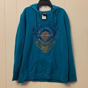 Harley-Davidson Teal Hoodie with Graphic